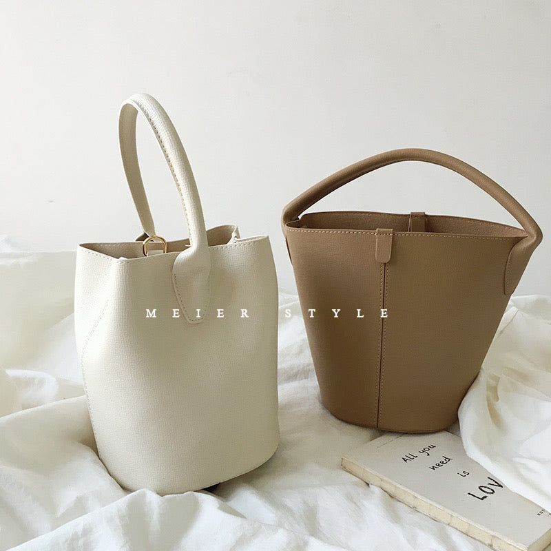 Korean ins simple retro bucket bag fashion all-match handbag shoulder Messenger bag mother bag texture female bag