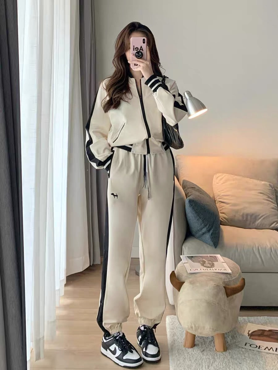 Casual baseball uniform suit women's early autumn 2022 new small fashion slim sports leggings two-piece set 1715