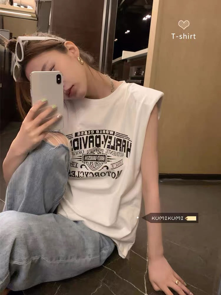 Niche fried street jeans women's thin summer high waist design wide leg pants loose mopping pants trousers pants trendy 1143