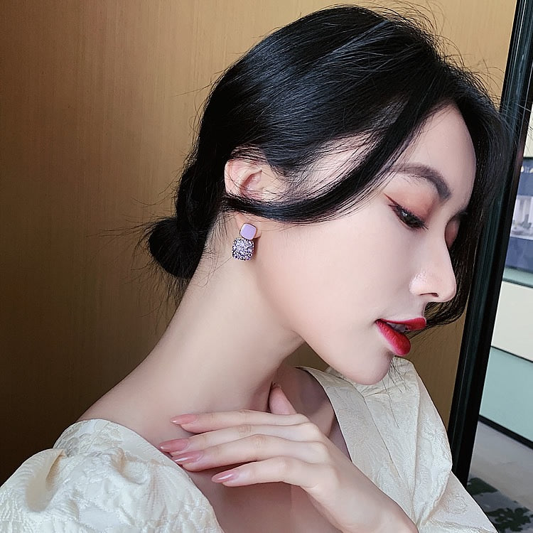 High-end purple earrings women's 925 sterling silver silver needle earrings Korean net red temperament earrings 2022 new trend
