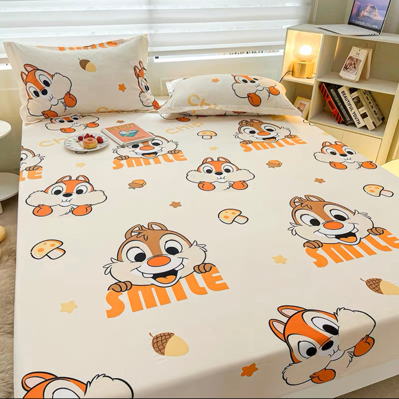 Disney ins washed cotton fitted sheet three-pieces brushed cartoon bed sheet bed cover 2022 new mattress cover protective cover 3