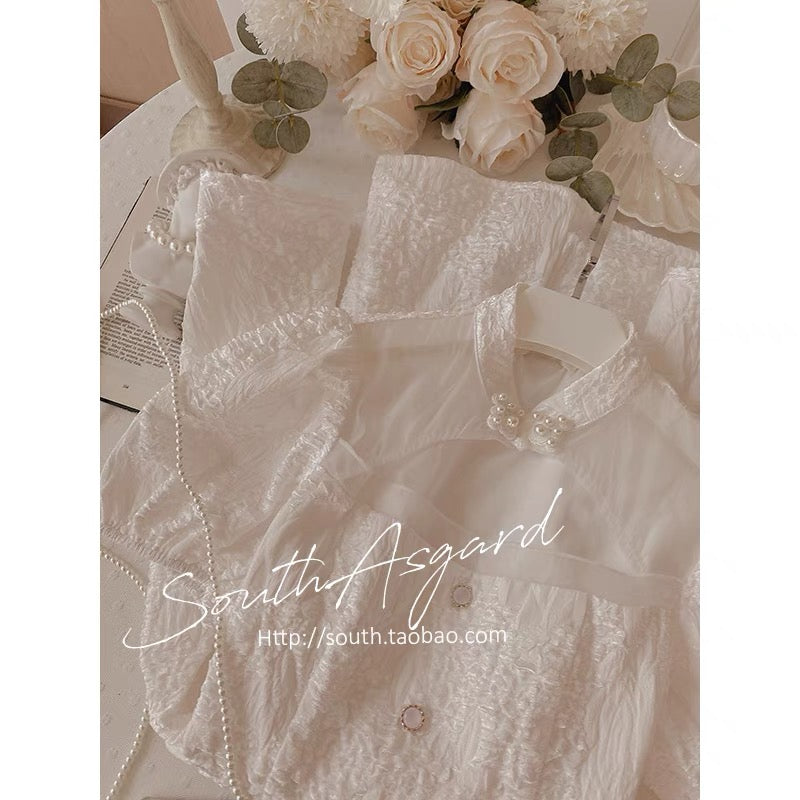 Southern fairy palace improved cheongsam dress waist slimming pearl buckle Chinese style skirt with high-quality texture