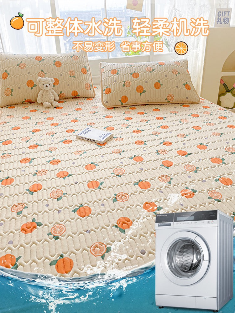 Princess style bed skirt style latex mat three-piece set cool feeling ice silk air-conditioning mat summer washable folding bed cover