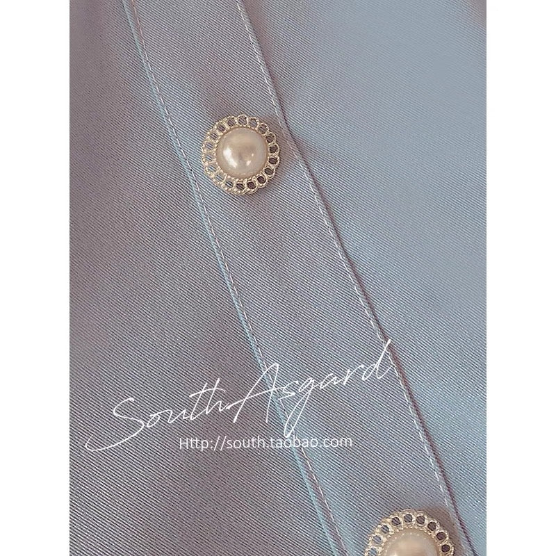 Southern Asgard blue dress female summer high-end first love department chic gentle wind skirt waist thin milk sweet skirt