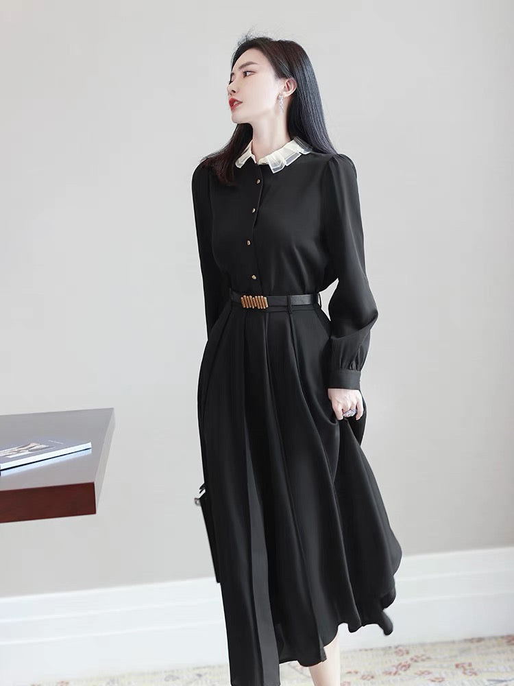 French Hepburn style autumn women's suit 2022 new ladies professional capable shirt skirt fashion two-piece set