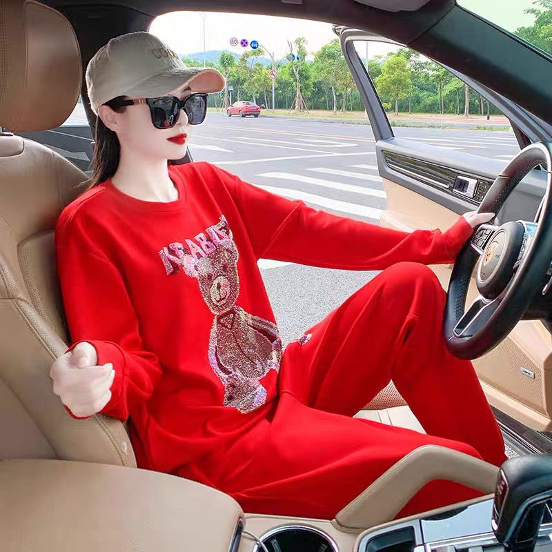 European station 2022 autumn and winter new women's high-end fashion casual suit early autumn design Western style sweater two-piece set 1670