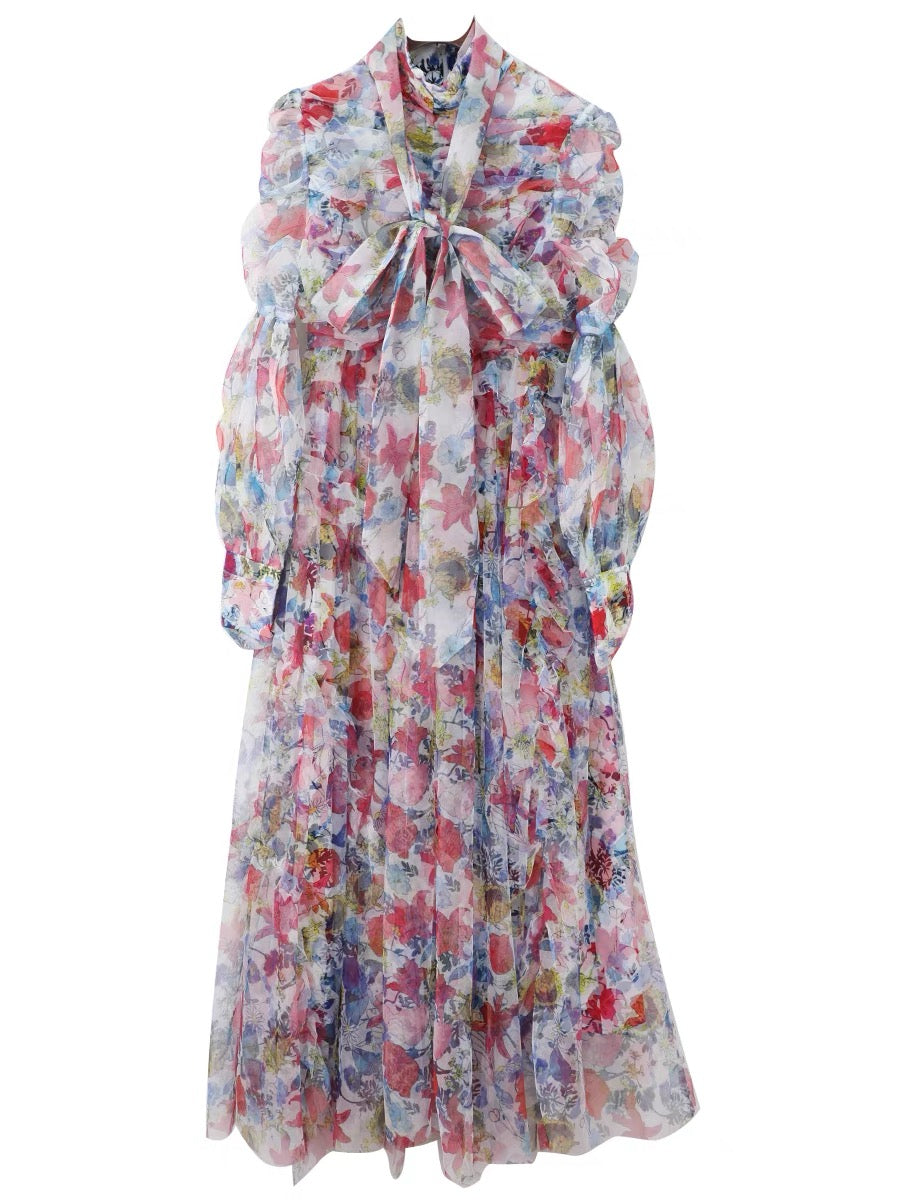 French retro tea break floral dress women's 2022 spring and summer new temperament gentle wind long skirt women's fashion 1416