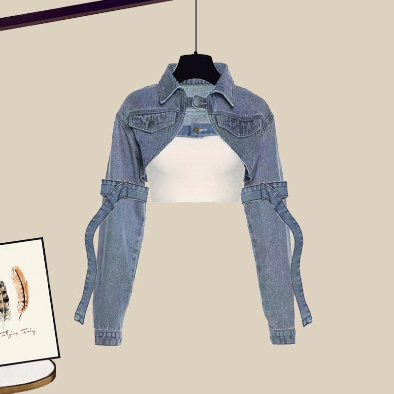 Spring net red fried street pure desire wind jacket pants hot girl suit 2023 new female spring two-piece suit foreign style