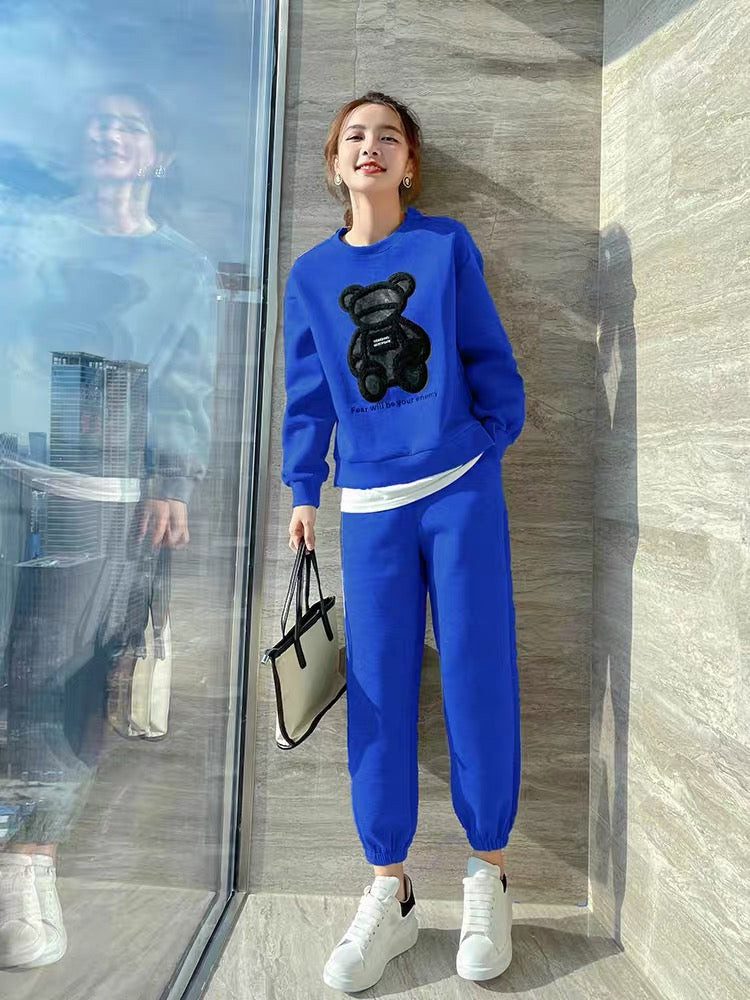 Early autumn Klein blue sweater suit women's 2022 new women's autumn high-end fashion early autumn two-piece suit 1663