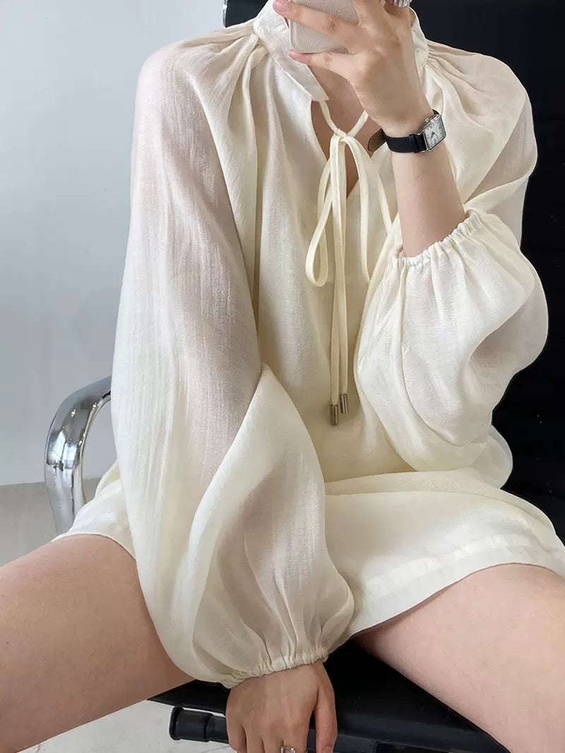 European goods loose Tencel long-sleeved sun protection clothing + wide-leg shorts suit female 2022 summer French niche two-piece suit 1789