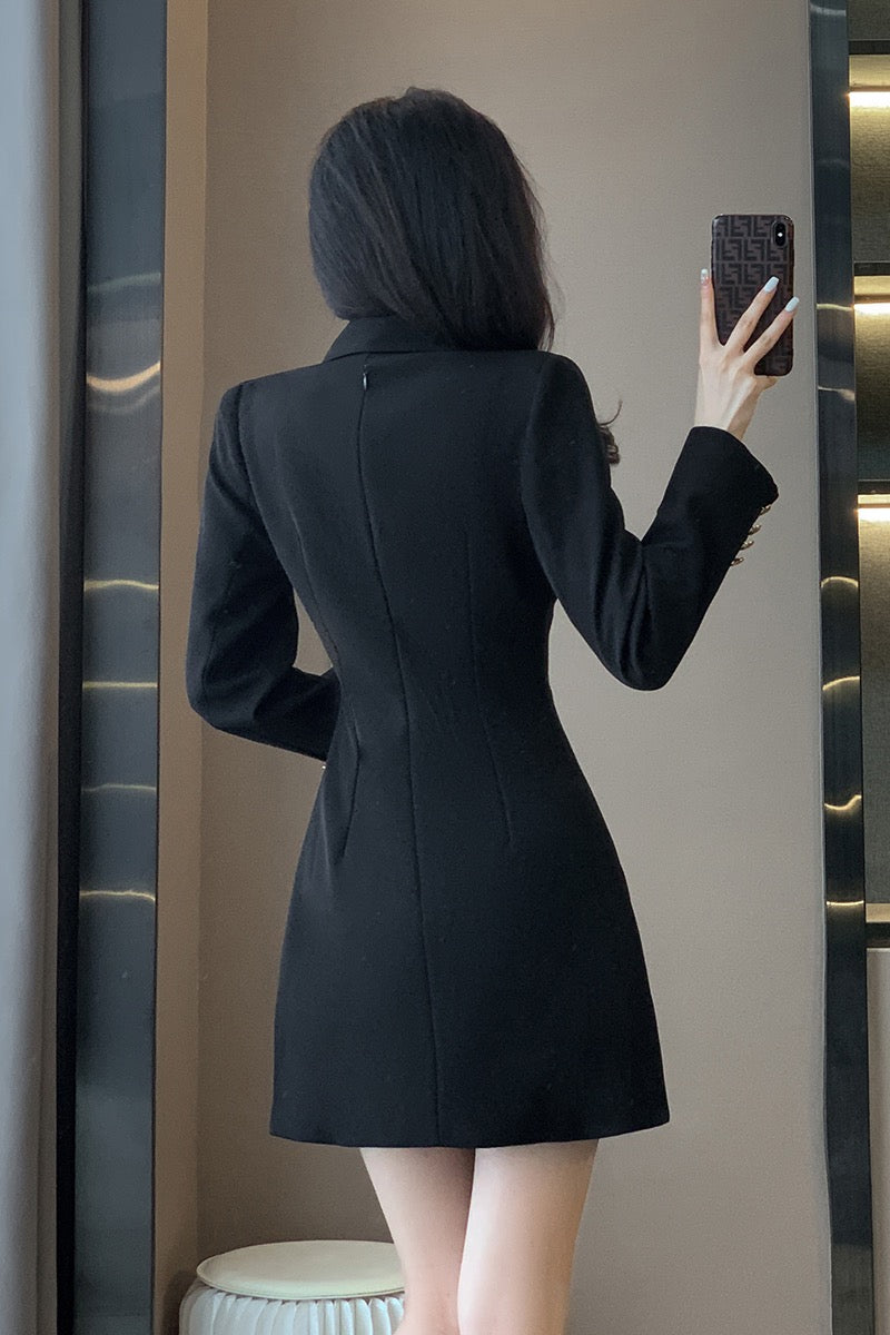 French Hepburn style black suit skirt female 2022 autumn and winter new high-quality small slim slim dress