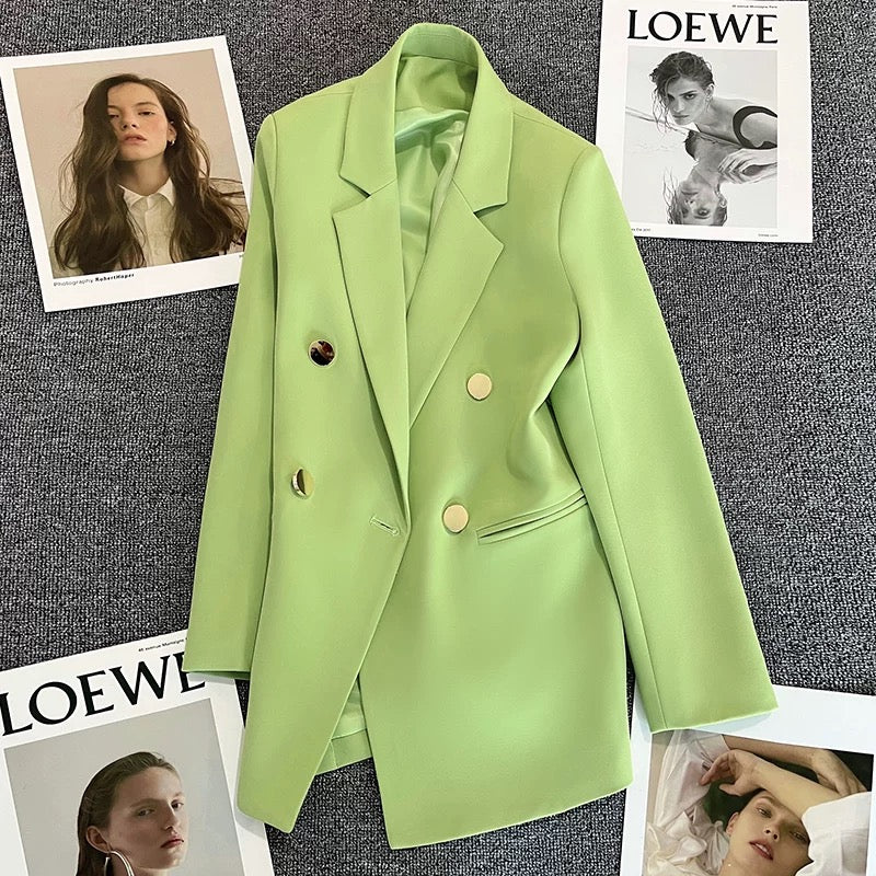 Candy green suit jacket women's 2022 spring and autumn new small man design British style fashion temperament suit 1743