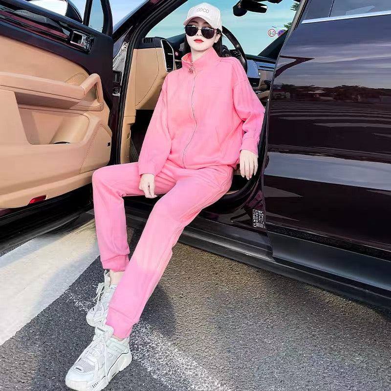 Sweater suit women's autumn new Western style bombed street goddess fan large size slim fashion sports and leisure two-piece tide 1672