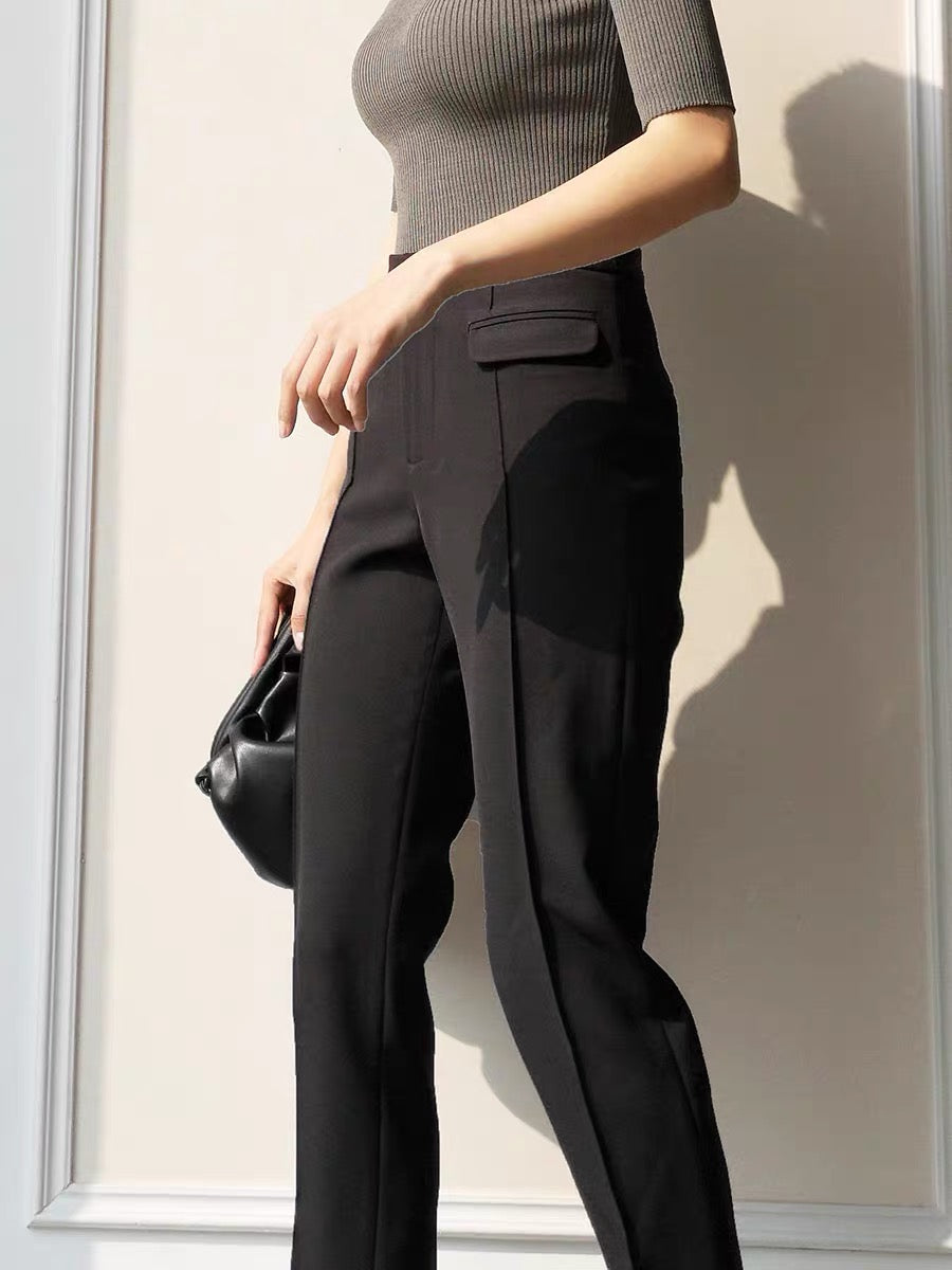 GUS God's leg straight suit pants women's nine points casual pants pencil pants high waist straight tube thin and tall harem pants