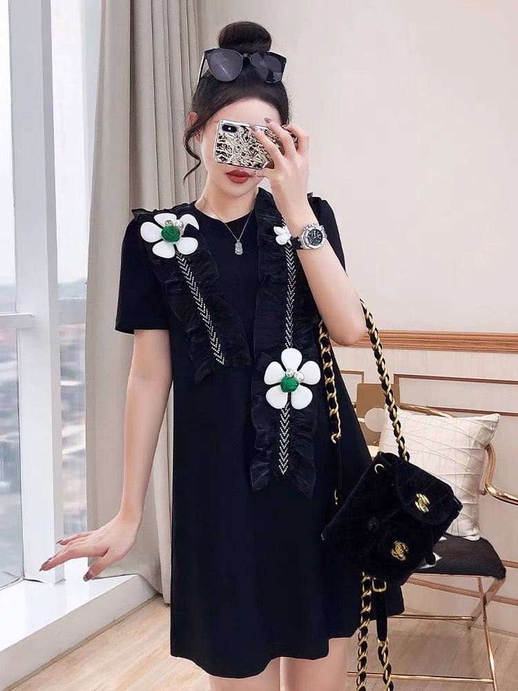 Royal sister skirt women's 2022 new summer dress casual niche tea break French temperament black Hepburn dress