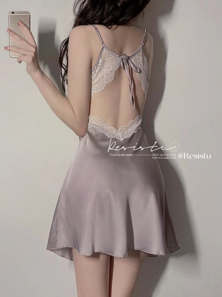 RESISTU gentle like water lace spring and autumn sexy pajamas women's straps pure desire strap nightdress female summer