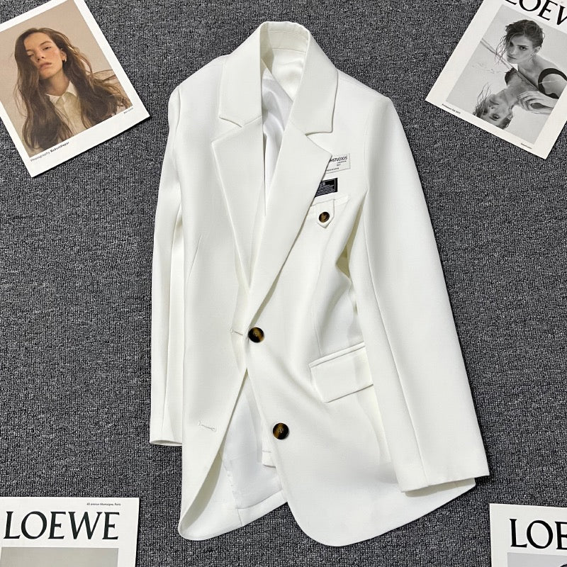 Spring 2023 new white suit jacket women's design sense college style age reduction all-match small suit trend