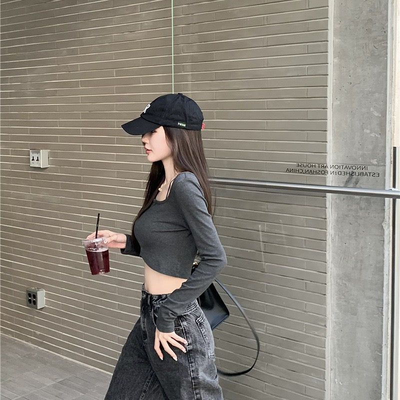 Retro new wide-leg pants washed high waist loose slim mopping jeans autumn and winter women's button straight trousers