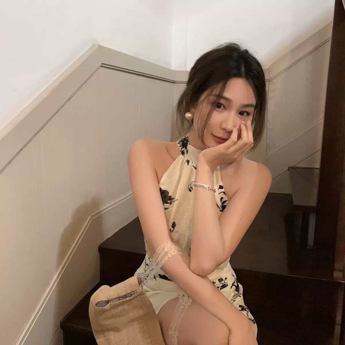 Middletone | Jiangnan Beauty Halter Neck Ribbon Skirt Women's Summer New Sleeveless Short Dress