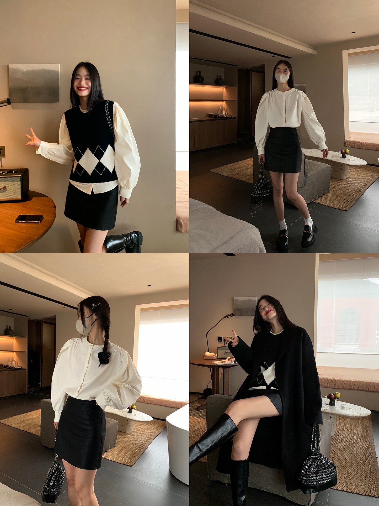 pusumede French style puff sleeve shirt women 2022 winter design sense loose and versatile round neck layered top