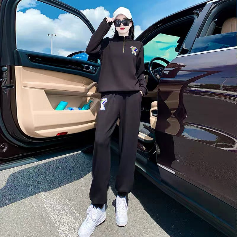 Sports suit women's spring and autumn models 2022 new casual fashion Western style fashionable age-reducing sweater sweater two-piece set 1672