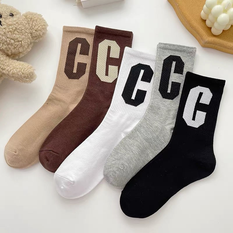 Stockings female Korean version cute net red all-match medium tube socks ins tide spring and autumn cotton sports bear stockings