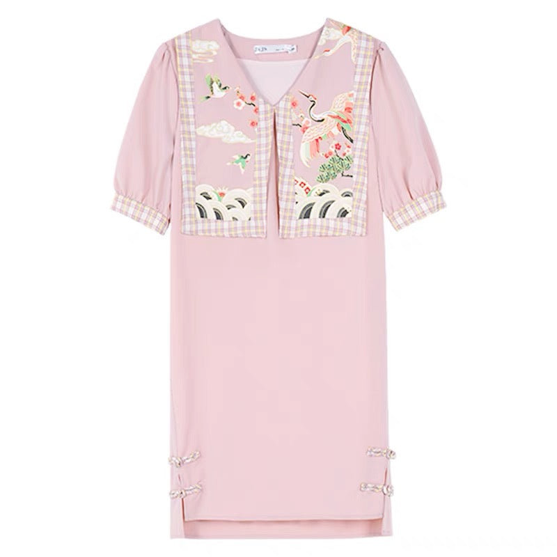 JKJS daily improvement cheongsam dress female summer 2022 new young girl small fresh sweet skirt 1514