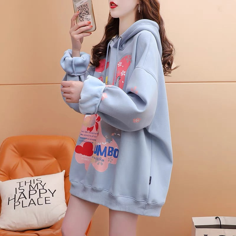 Fleece and thickened hooded sweater women's 2022 new autumn and winter hot style fashion western style age-reducing loose design coat