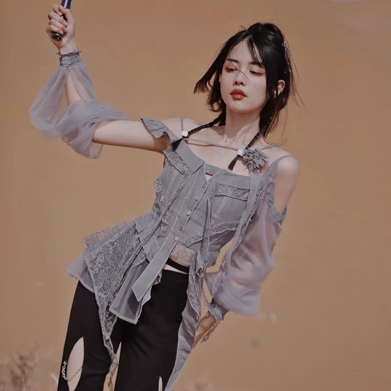 JZ Craftsman "Linquan Ferrying Water" Salt Department wears Yujie's two-piece summer dress 2022 new temperament suit female 1333