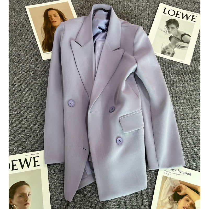 Taro purple suit jacket women's 2023 spring and autumn new design fashion all-match double-breasted niche suit trend