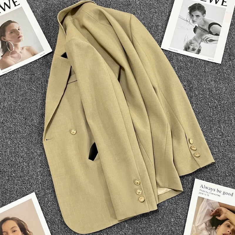 Khaki suit jacket women's autumn 2022 new high-end sense fried street casual temperament trend niche suit 1775