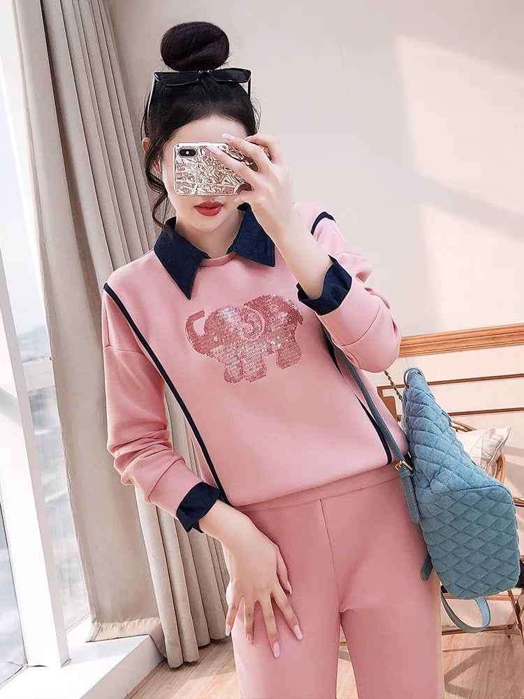 Sweater and pants suit women's 2022 autumn women's new new autumn and winter age-reducing Korean version temperament ladies two-piece suit