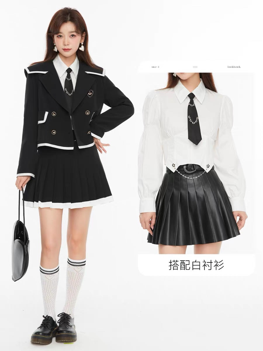 Fantu Xiaoxiangfeng detachable bow coat irregular suspenders 2022 autumn new noble two-piece women