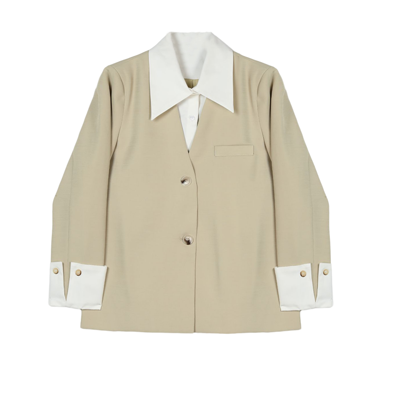 MUKOK fake two-piece suit jacket women's 2023 spring new high-end design sense all-match temperament short jacket
