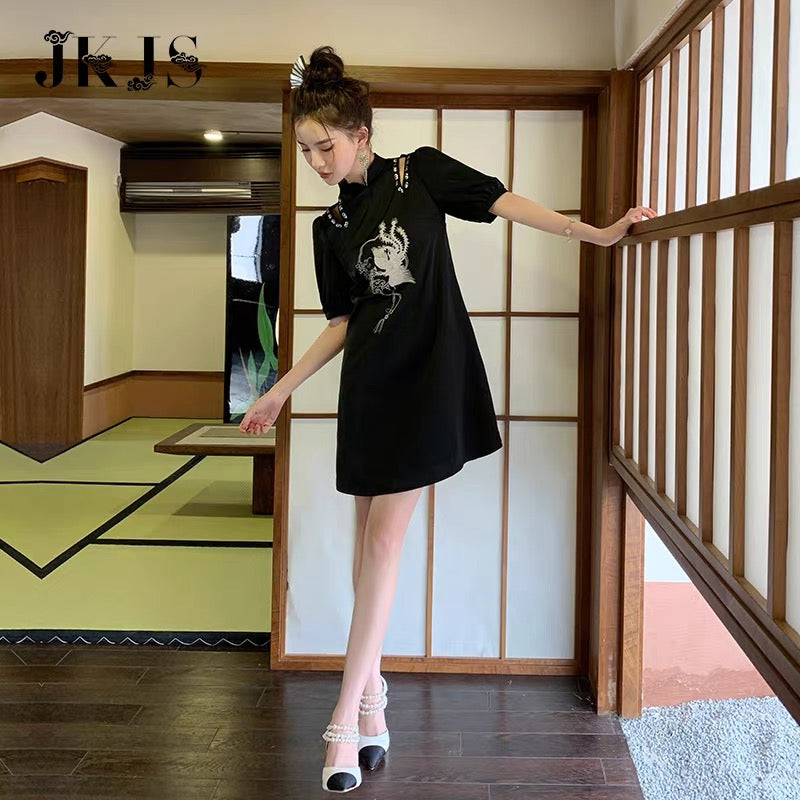 Improved version of cheongsam women's summer young girly temperament high-end 2022 new Chinese style women's dress 1535