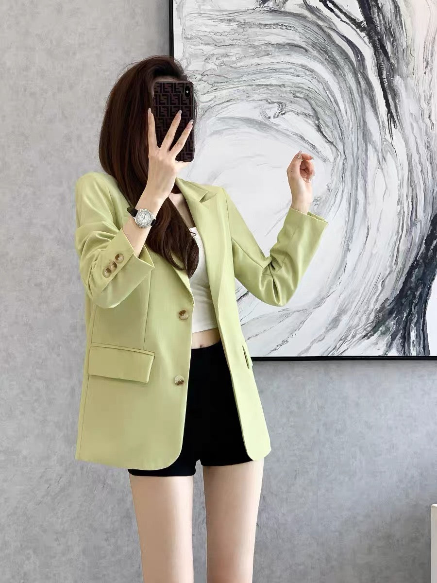 Suit jacket female 2022 new temperament fashion small casual retro green suit popular top autumn and winter