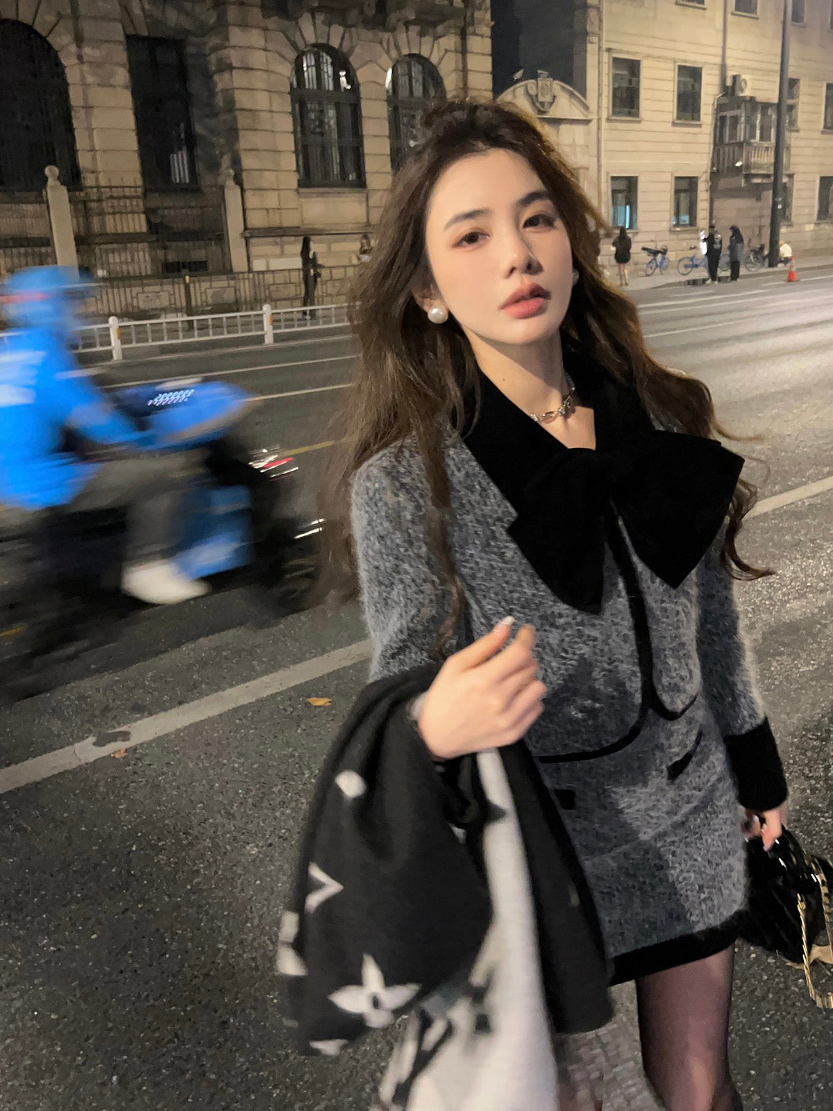 Qiu Rouyao sweet and spicy fragrance suit female 2022 new high-grade woolen short coat skirt female two-piece set