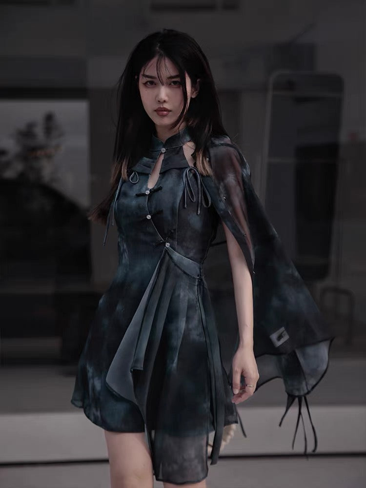 JZ Craftsman "Super Lady" improved halter neck cheongsam dress 2022 summer women's new original national style dress 1317