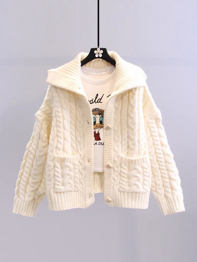 2023 New Lazy Wind Retro Sweater Coat Gentle Wind French Knit