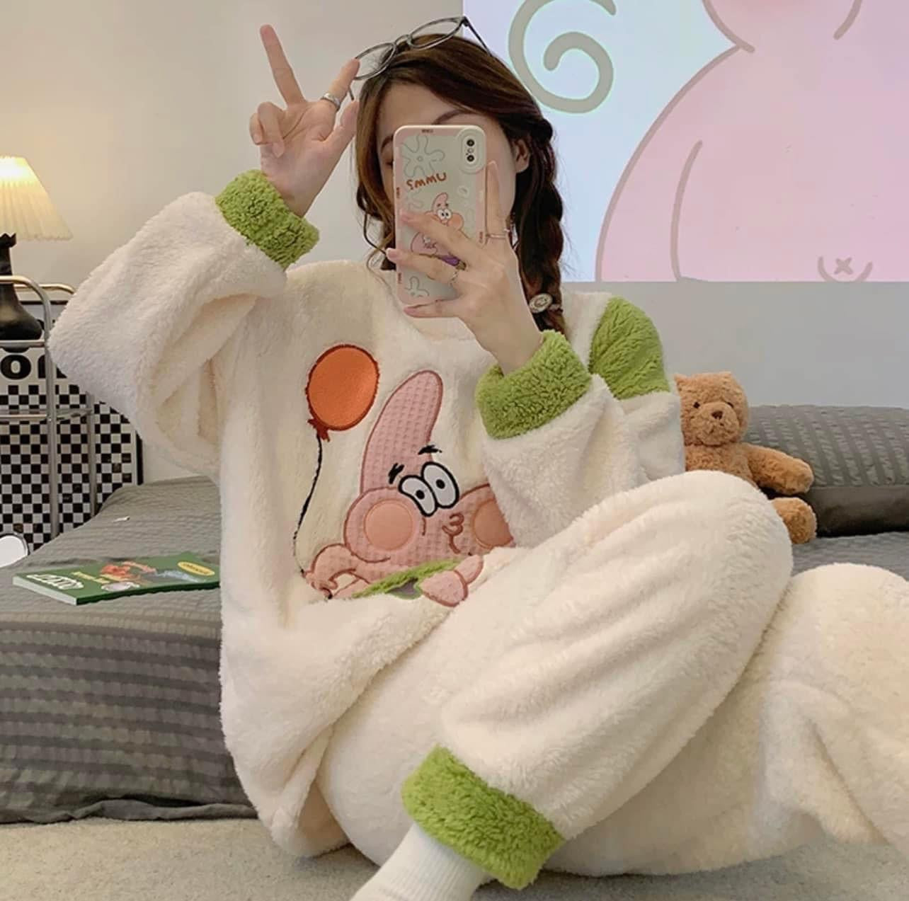 2022 new coral fleece pajamas women's autumn and winter thickened cute cartoon flannel home clothes casual suit winter