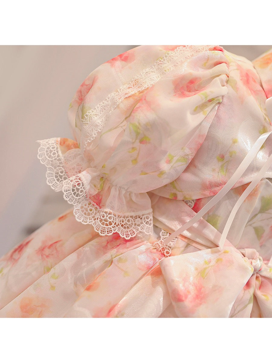 Girls dress summer dress 2023 summer new children's Korean style foreign style short-sleeved princess dress little girl mesh skirt
