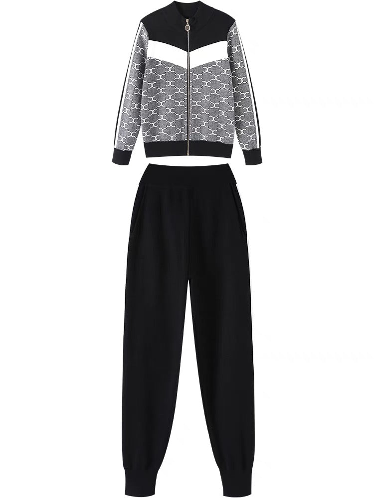 Light luxury niche fried street suit pants autumn and winter women's clothing 2022 new autumn clothes tops trousers sweater Korean drama two-piece set