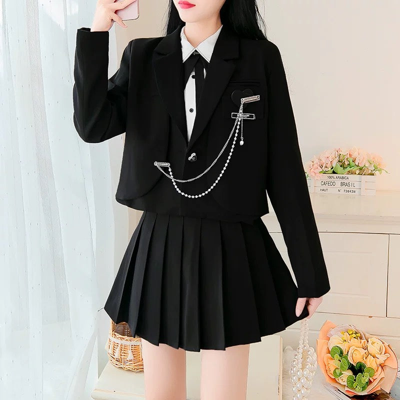 College style suit small man spring 2022 new net red fried street suit jacket pleated skirt two-piece set