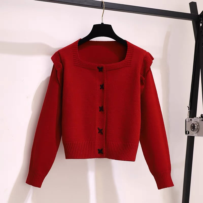 Autumn dress women's autumn and winter 2022 new temperament goddess fan small sweater collocation skirt two-piece suit