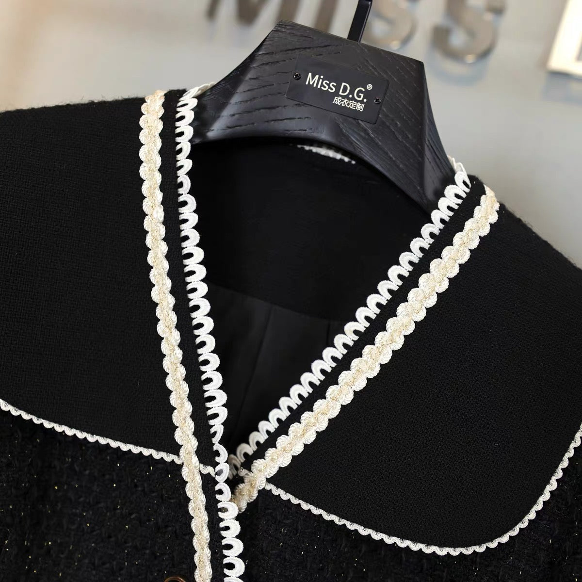 Miss DG black small fragrance suit women's autumn 2022 temperament age-reducing short coat small black dress two-piece 1696