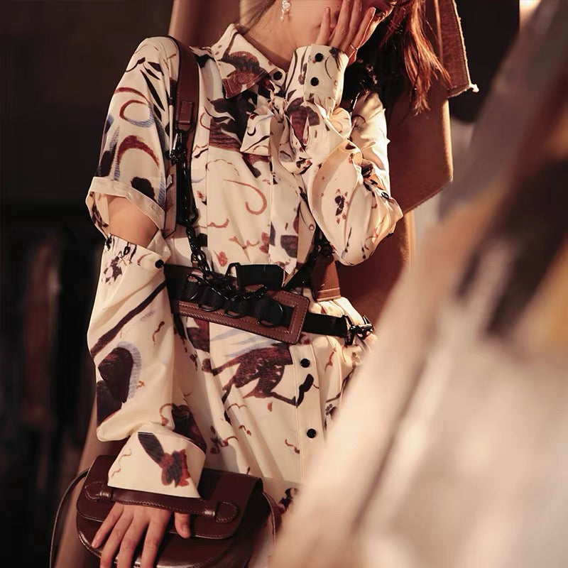 JZ Craftsman "Girls Can Be Women" Dress Women's 2022 Autumn and Winter New Fashion Long Sleeve Skirts 1330