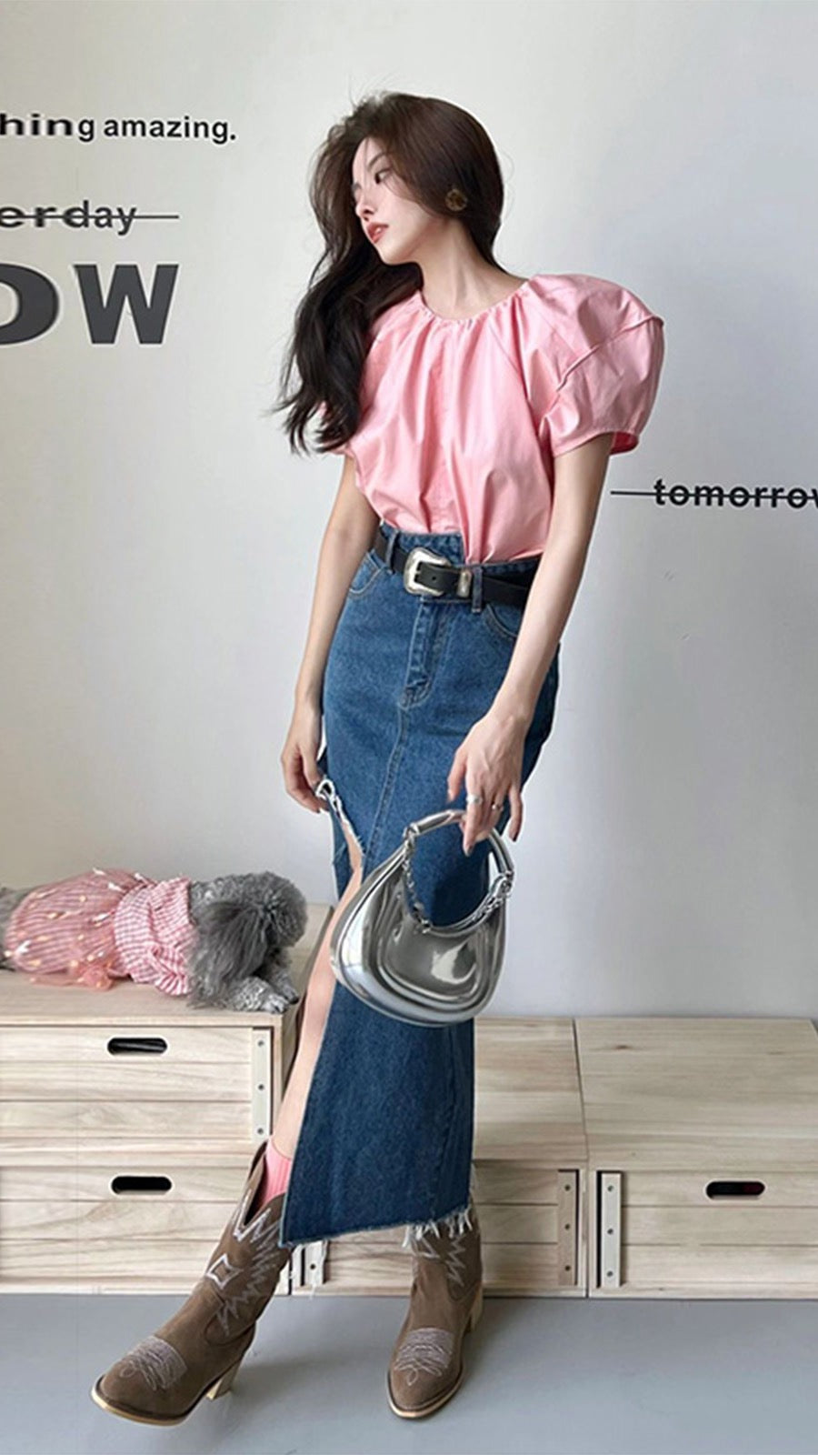 In summer, pear-shaped slightly fat mm is thin and covers meat tea. Wear a whole set of small one-piece dresses and two-piece suits for women