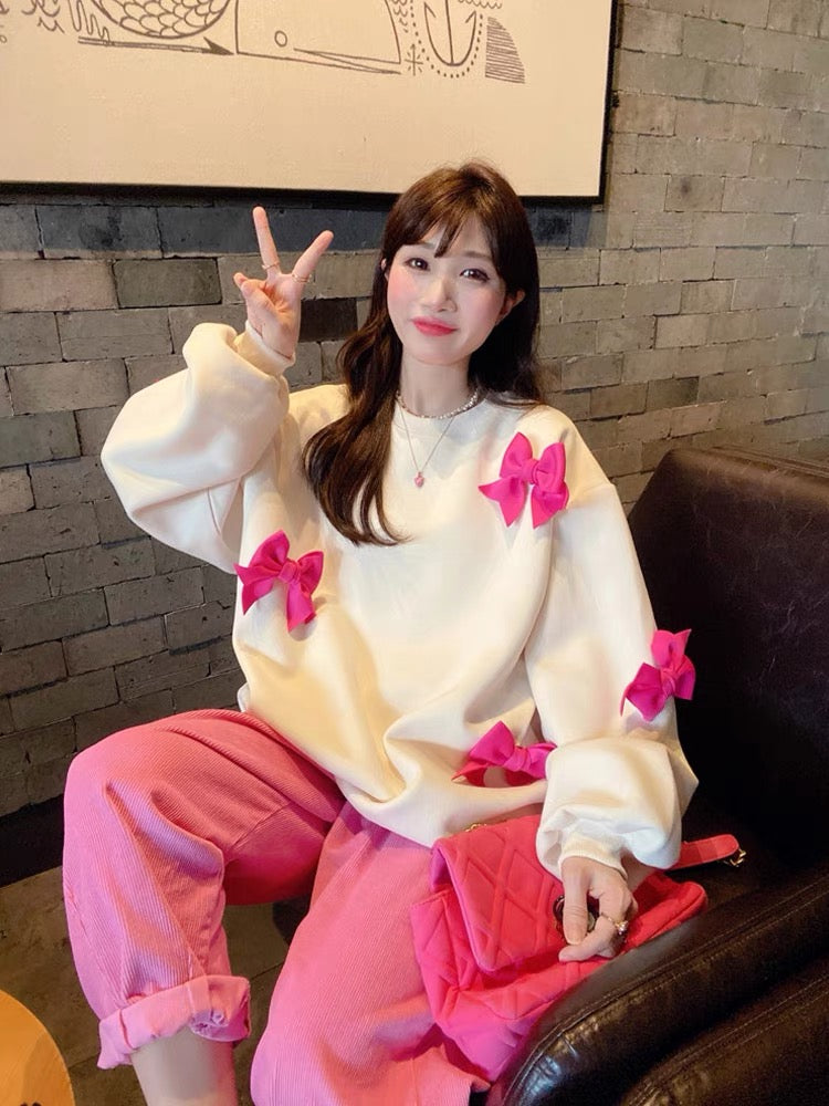 JENNIFER JXLIU Korea Dongdaemun winter knock all-match rose pink elastic high waist corduroy harem trousers
