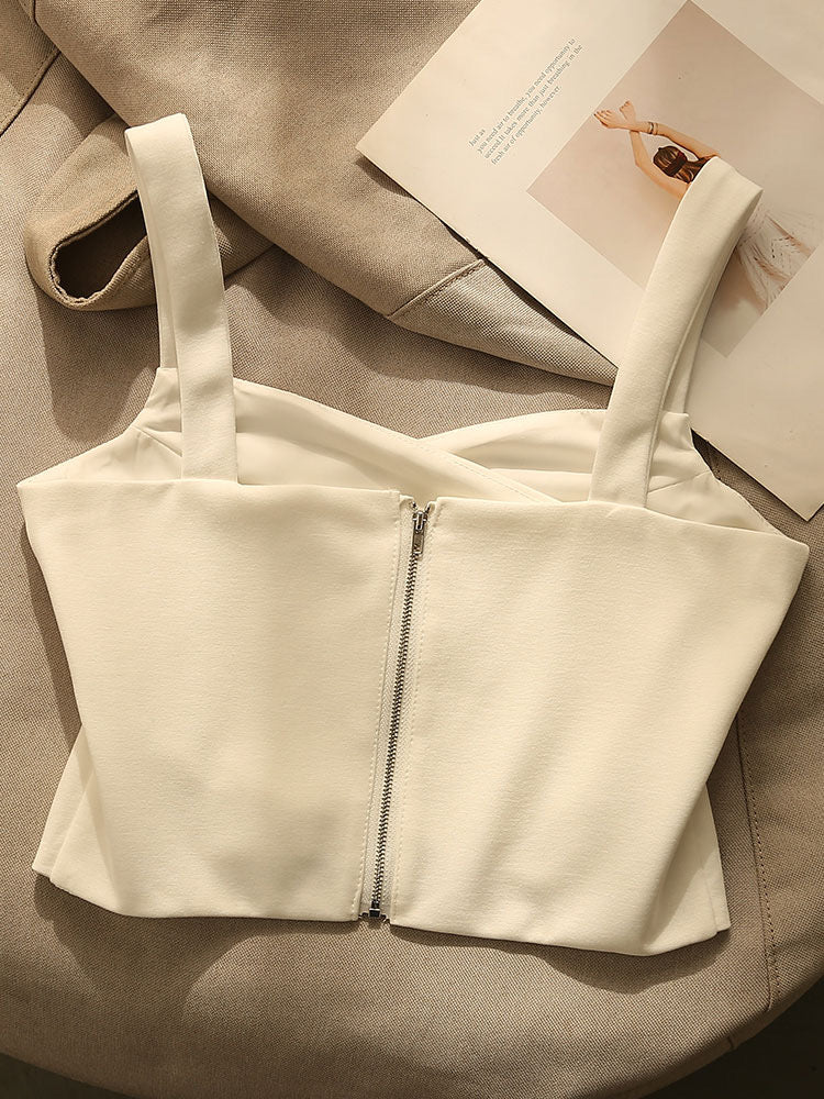 French-style chic cross suspenders small vest women's summer inner wear design sense outer wear pure desire sexy short tube top top