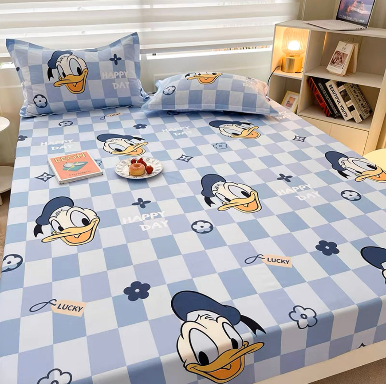 Disney ins washed cotton fitted sheet three-pieces brushed cartoon bed sheet bed cover 2022 new mattress cover protective cover 3